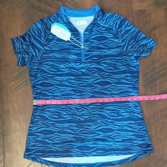 NWT Greg Norman Collection Blue Zebra Print Half Zip Top, US L - Picture 8 of 9
